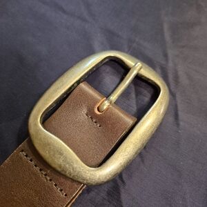 Boss Hugo Boss Brown Leather Men's Belt With Solid Brass Buckle